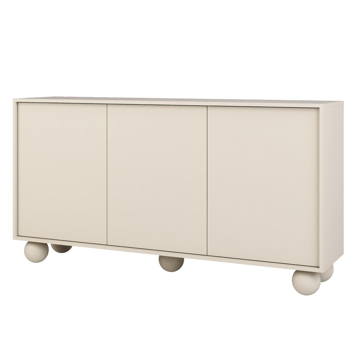 KOMODA Adel se 3 dvířky a kulatými nožkami, 154 cm, bezúchytková, kašmír - kašmírová, kompozitní dřevo (154/81/38cm) - Beautysofa
