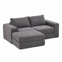 SOFA-BETT modular mit Fußstütze Cord Grey - Grau, Kunststoff (169.5/194cm) - Meubliv