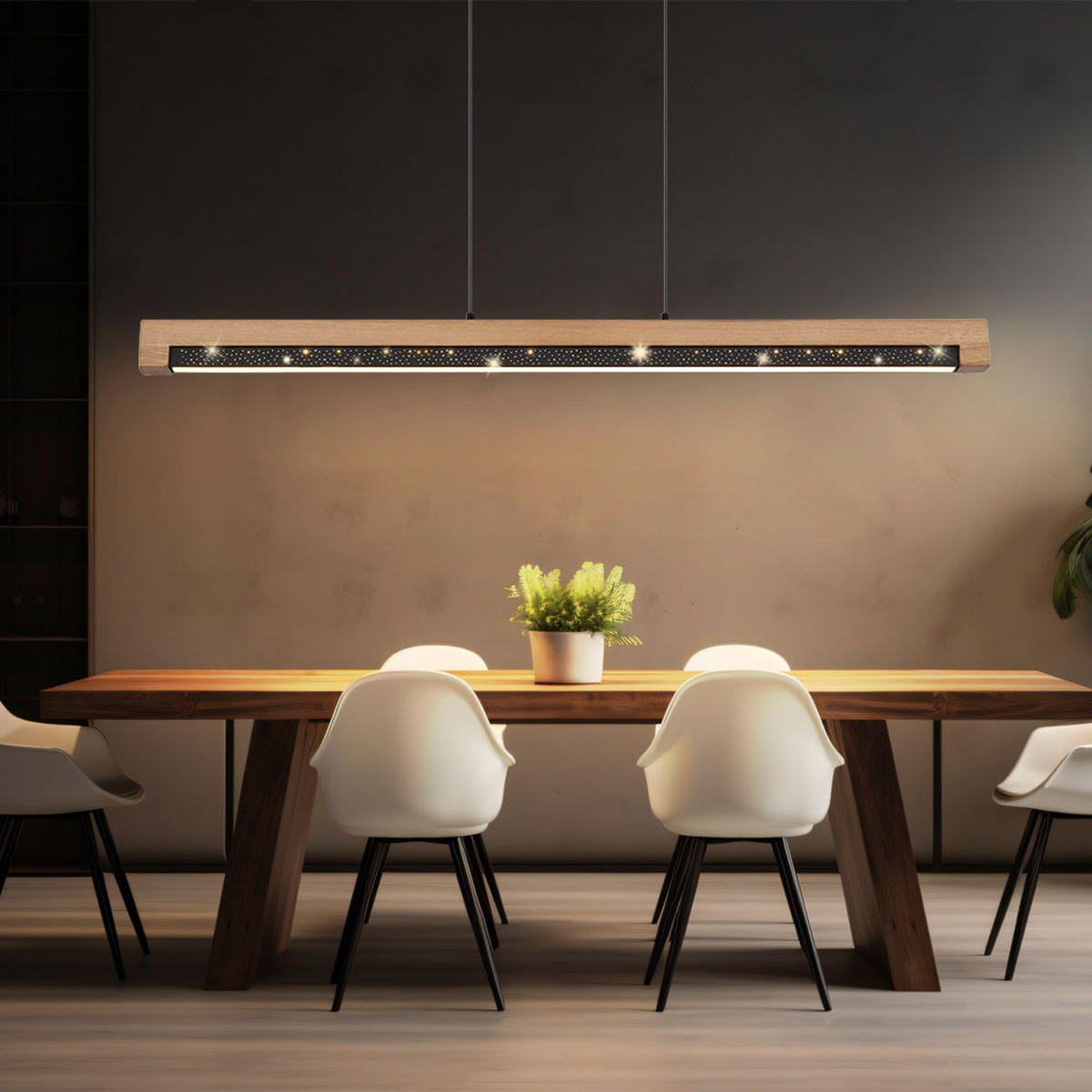 LED HÄNGELEUCHTE Metall Holz Braun - Braun, Holz (85/7/120cm) - Globo Lighting