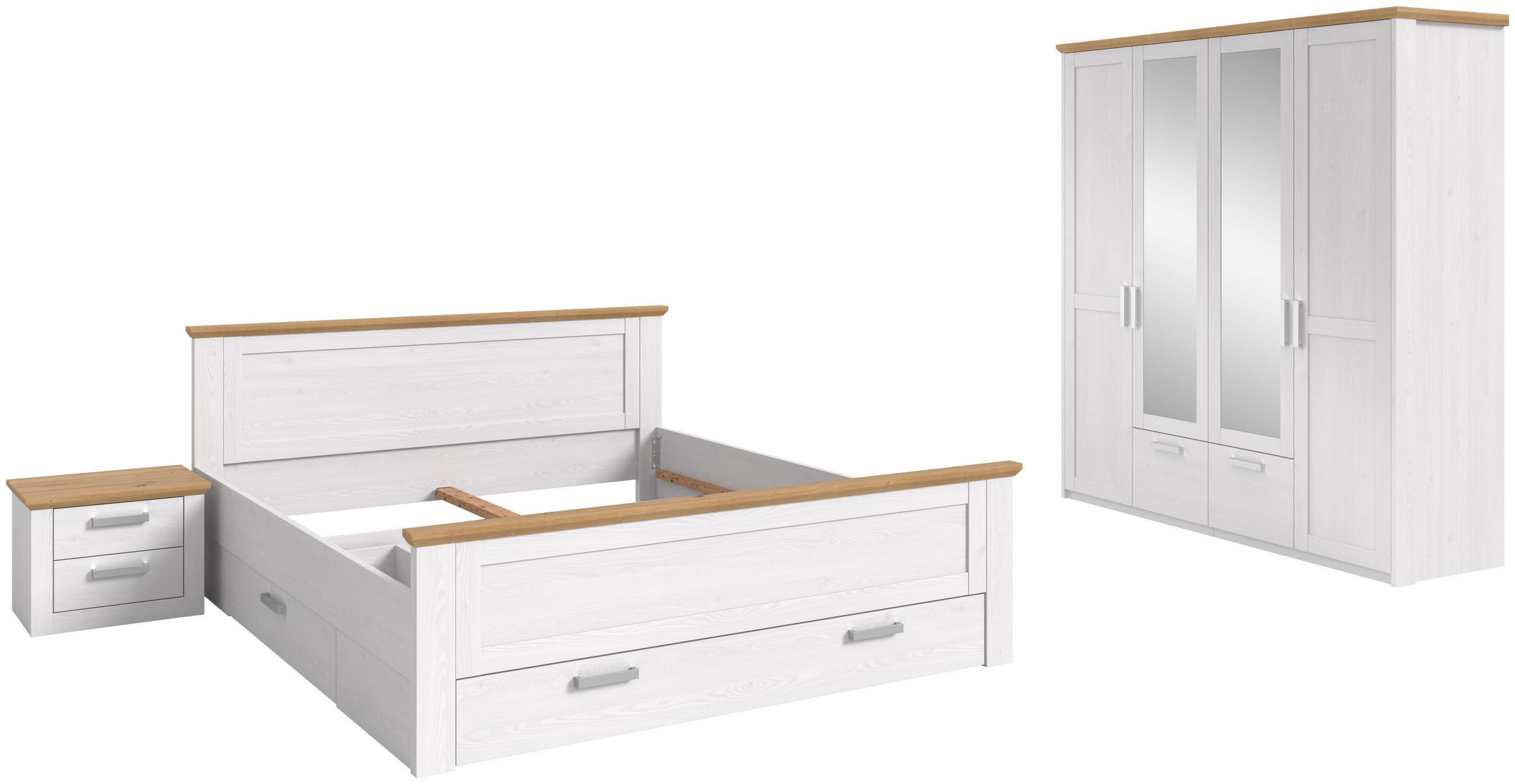 BETTANLAGE Verona Sibiu Lärche Nachbildung 4-tlg. - Lärchefarben, Holzwerkstoff - Xonox