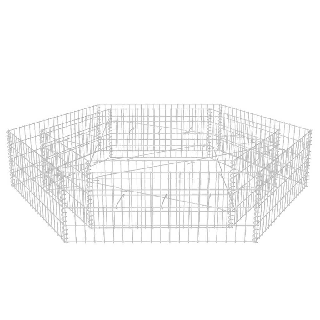 HOCHBEET Gabione 6-eckig LISSA aus Stahl 173x200x40 cm - Silberfarben, Metall (173/40/200cm) - DELUKE