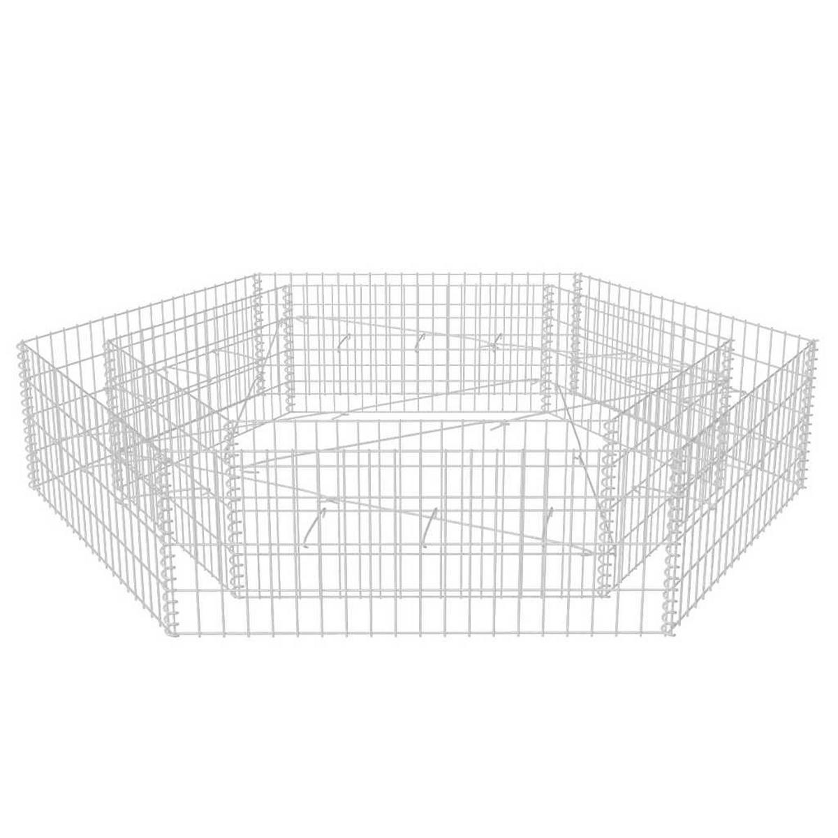 HOCHBEET Gabione 6-eckig LISSA aus Stahl 173x200x40 cm - Silberfarben, Metall (173/40/200cm) - DELUKE