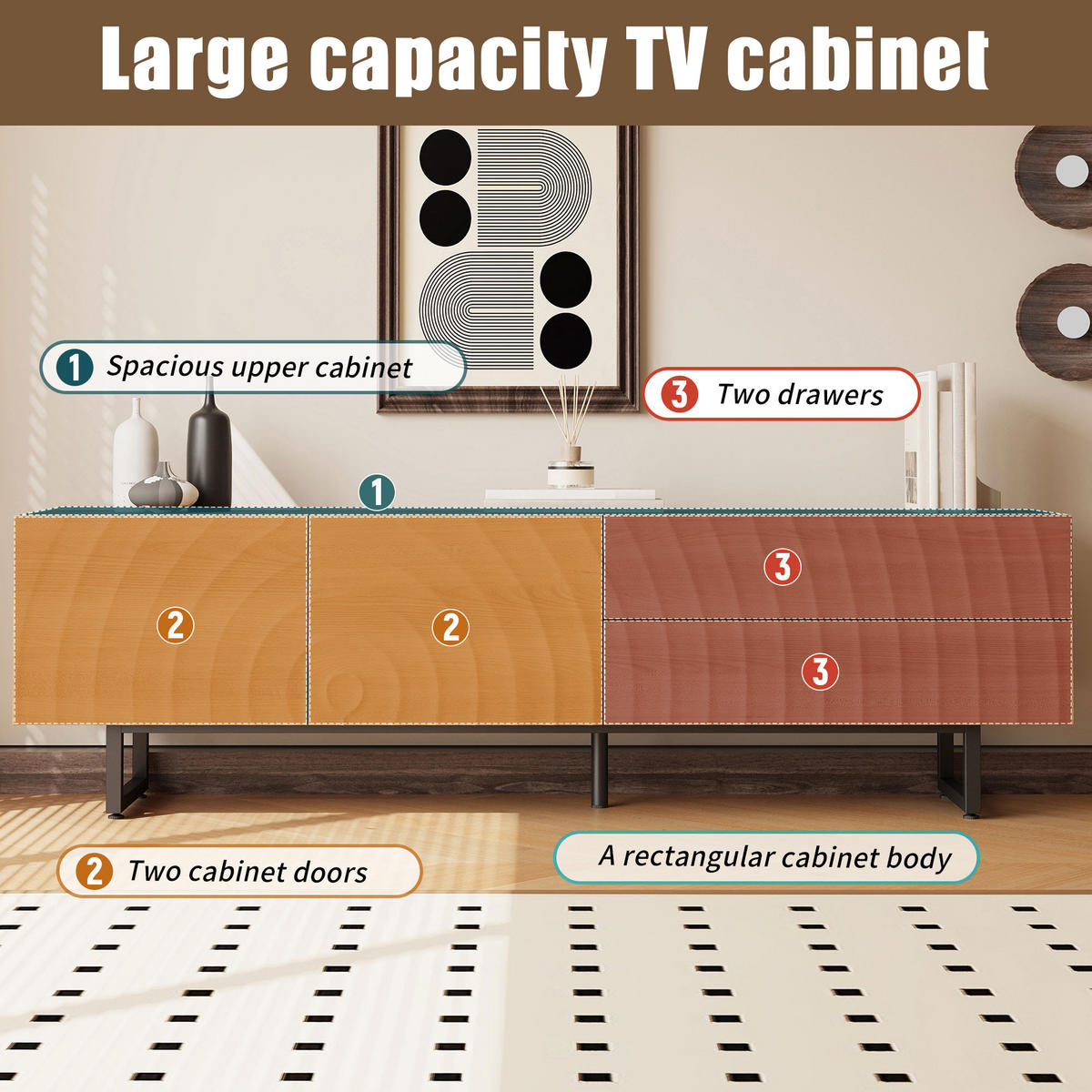 TV-LOWBOARD Naturfarben 180/38/51.5 cm - Naturfarben, Holzwerkstoff (180/51.5/38cm) - PANGIVO