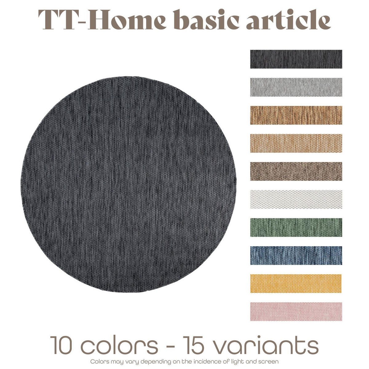 OUTDOORTEPPICH Anthrazit Ø 120 cm - Anthrazit, Kunststoff (120/120cm) - TT Home