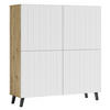 HIGHBOARD Phuket Eiche Artisan / Weiß gerillt 120 / 39 / 128 cm - Eichefarben/Schwarz, Holz/Holzwerkstoff (120/128/39cm) - Feldmann-Wohnen