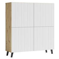 HIGHBOARD Phuket Eiche Artisan / Weiß gerillt 120 / 39 / 128 cm - Eichefarben/Schwarz, Holz/Holzwerkstoff (120/128/39cm) - Feldmann-Wohnen