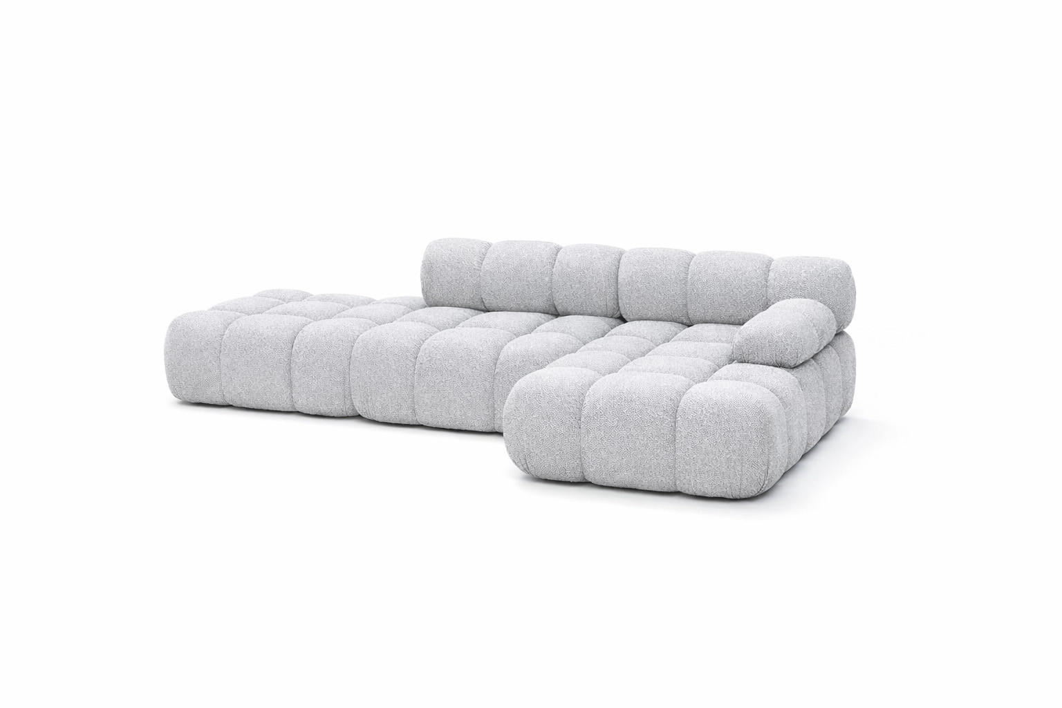 ECKSOFA L-Form Modular Mit Hocker, Bouclé-Stoff Abriamo, Hellgrau, Rechts, Selia - Hellgrau, Holz (285/160cm) - Kaiser Möbel