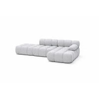 ECKSOFA L-Form Modular Mit Hocker, Bouclé-Stoff Abriamo, Hellgrau, Rechts, Selia - Hellgrau, Holz (285/160cm) - Kaiser Möbel