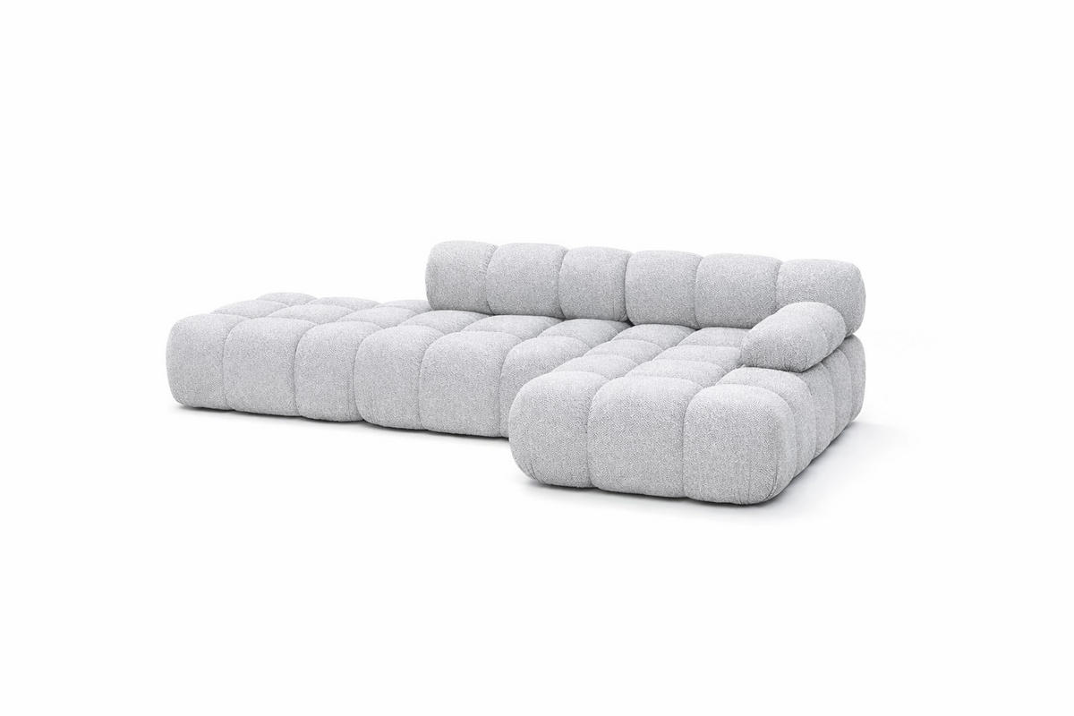 ECKSOFA L-Form Modular Mit Hocker, Bouclé-Stoff Abriamo, Hellgrau, Rechts, Selia - Hellgrau, Holz (285/160cm) - Kaiser Möbel