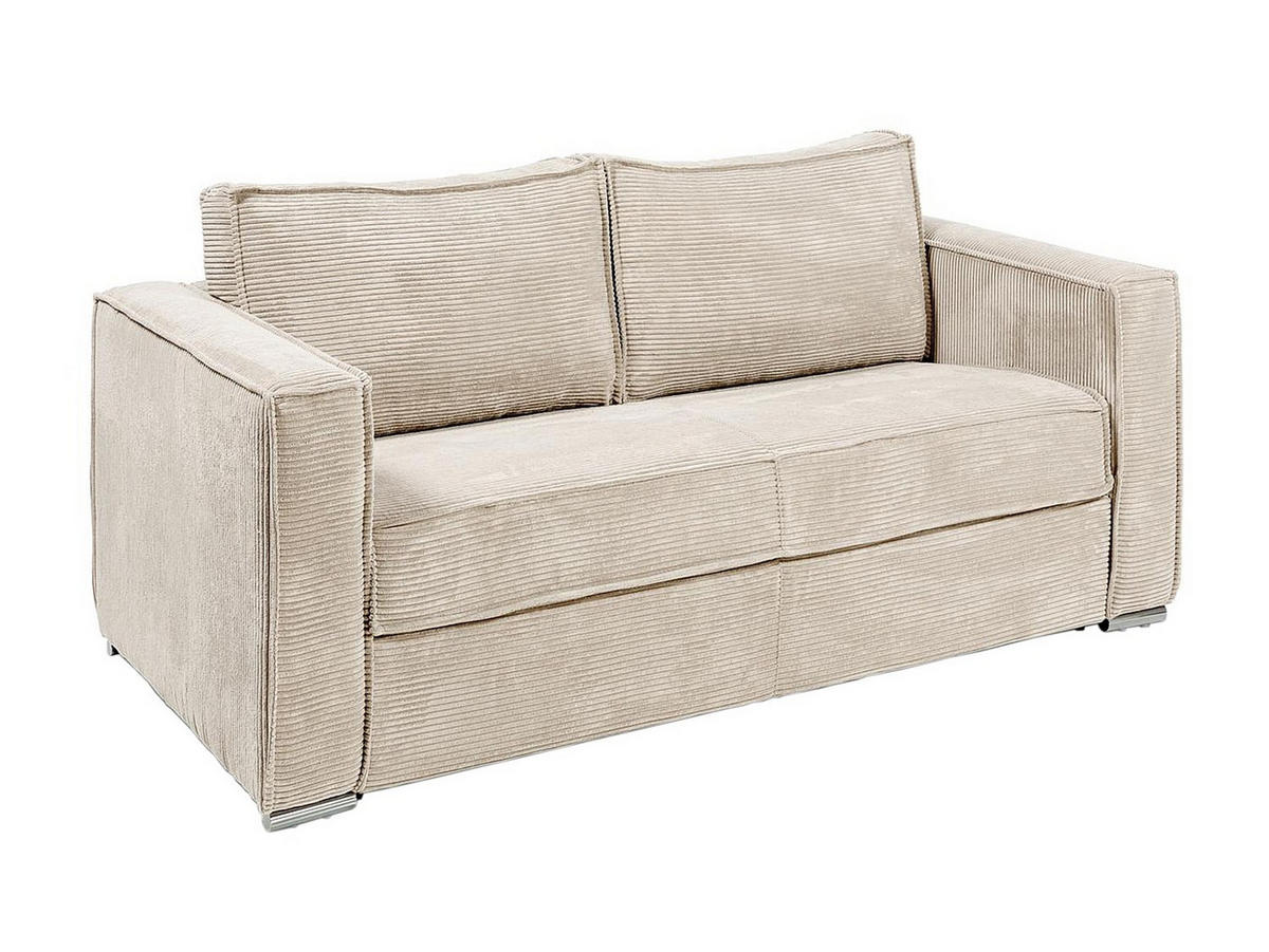 SCHLAFSOFA - 3 Personen - Samt, Stoff - Beige - - Beige, Textil (195/90/223cm) - Vente-Unique