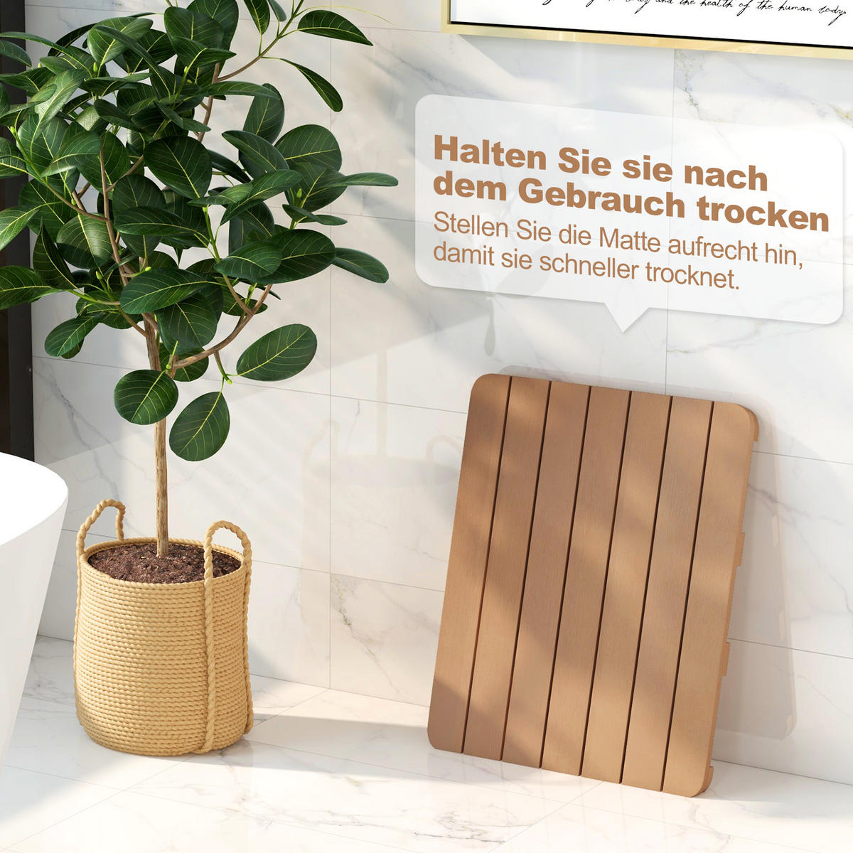 BADEMATTE Braun - Braun, Kunststoff (48/60cm) - COSTWAY