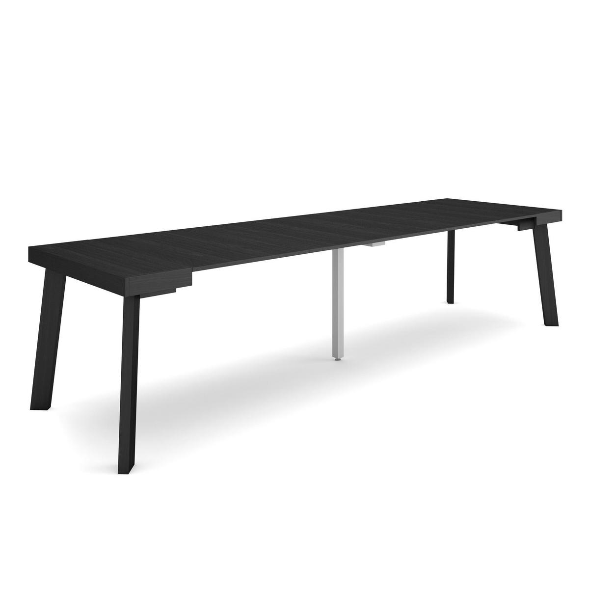 KONSOLENTISCH ausziehbar 58 bis 302cm, für 14 Gäste, schwarz, 90/58/73cm - Schwarz, Holzwerkstoff (90/302/73cm) - Skraut Home