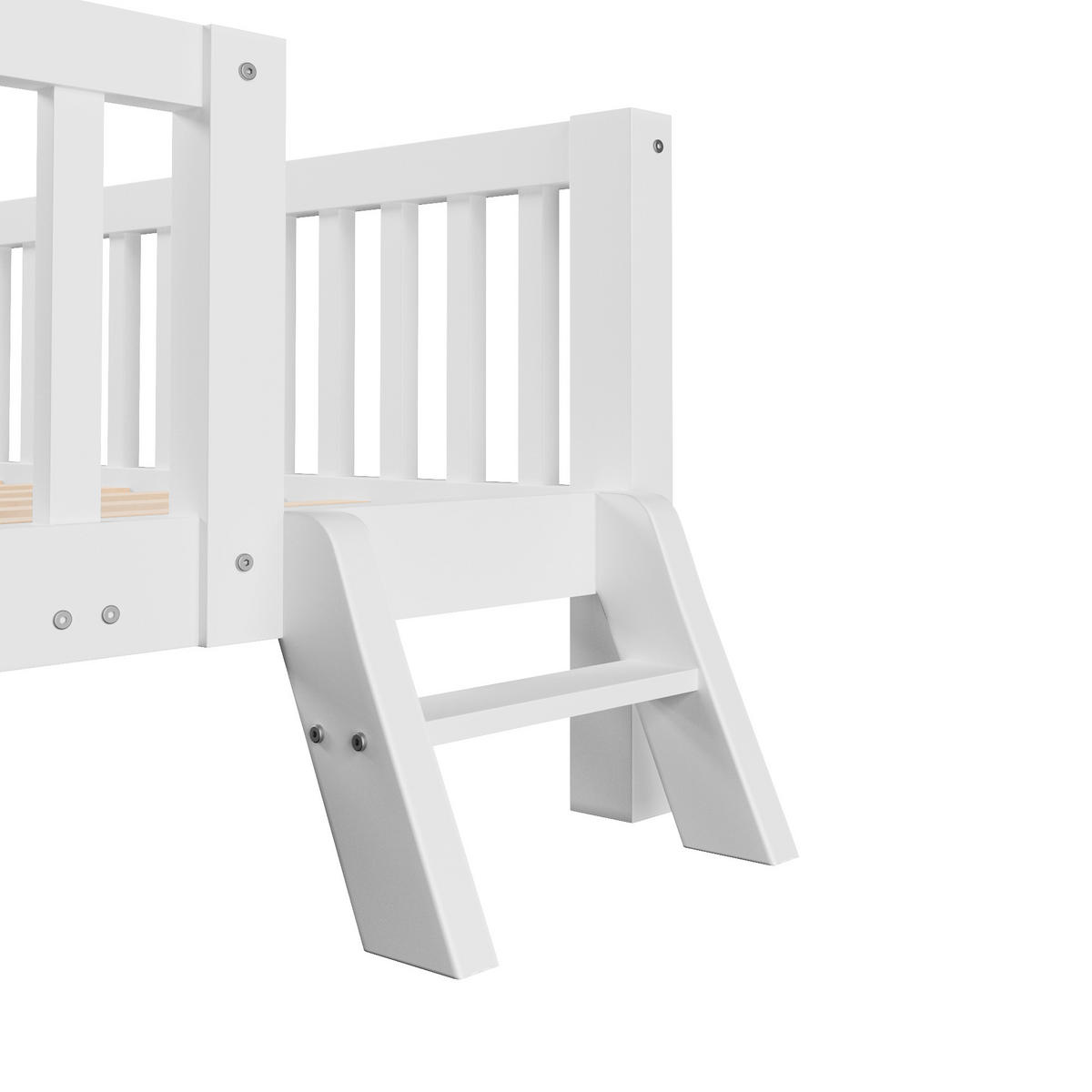 KINDERBETT 140/200 cm in Weiß mit Ausziehbett und Rausfallschutz - Weiß, Holz/Holzwerkstoff (140/200cm) - WISHDOR