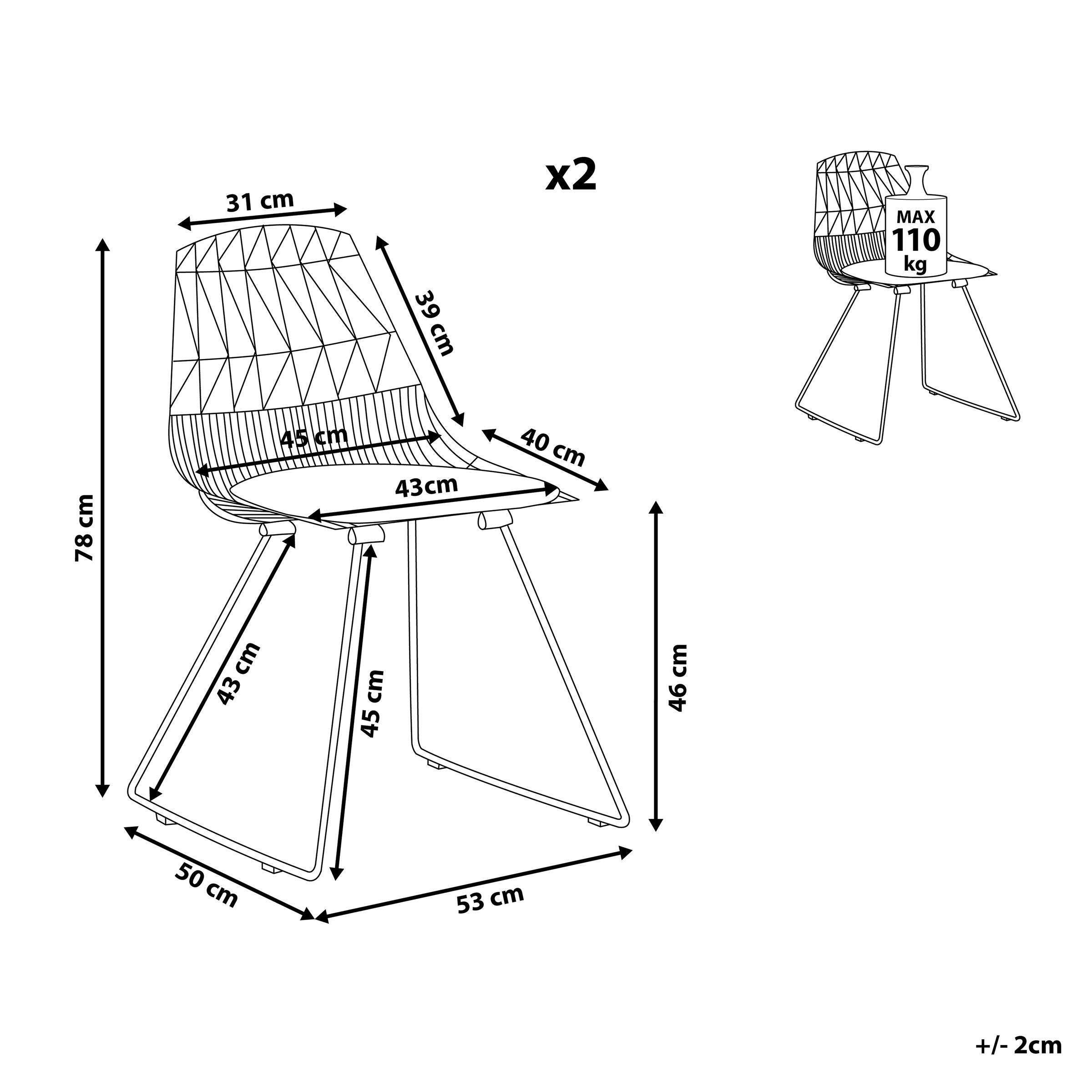 Thumbnail - Beliani Metallstuhl, Silber, Textil, 1-Sitzer, 57x77x54 cm, Esszimmer, Stühle, Esszimmerstühle, Vierfußstühle