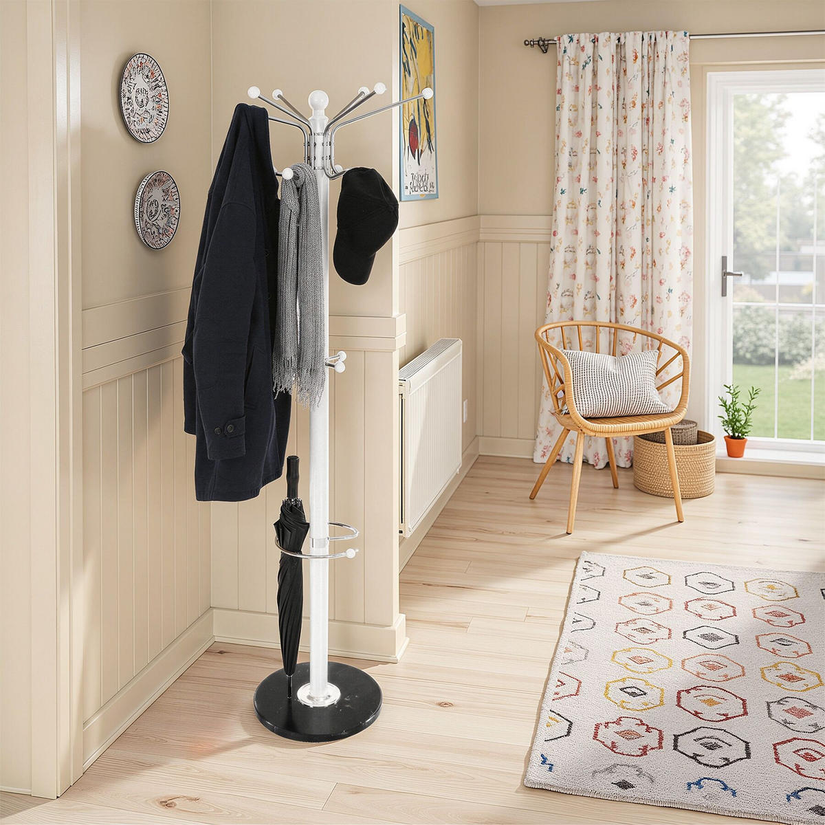 GARDEROBENSTÄNDER, 40 x 170 cm, weiß - Weiß, Metall (40/140/40cm) - tectake