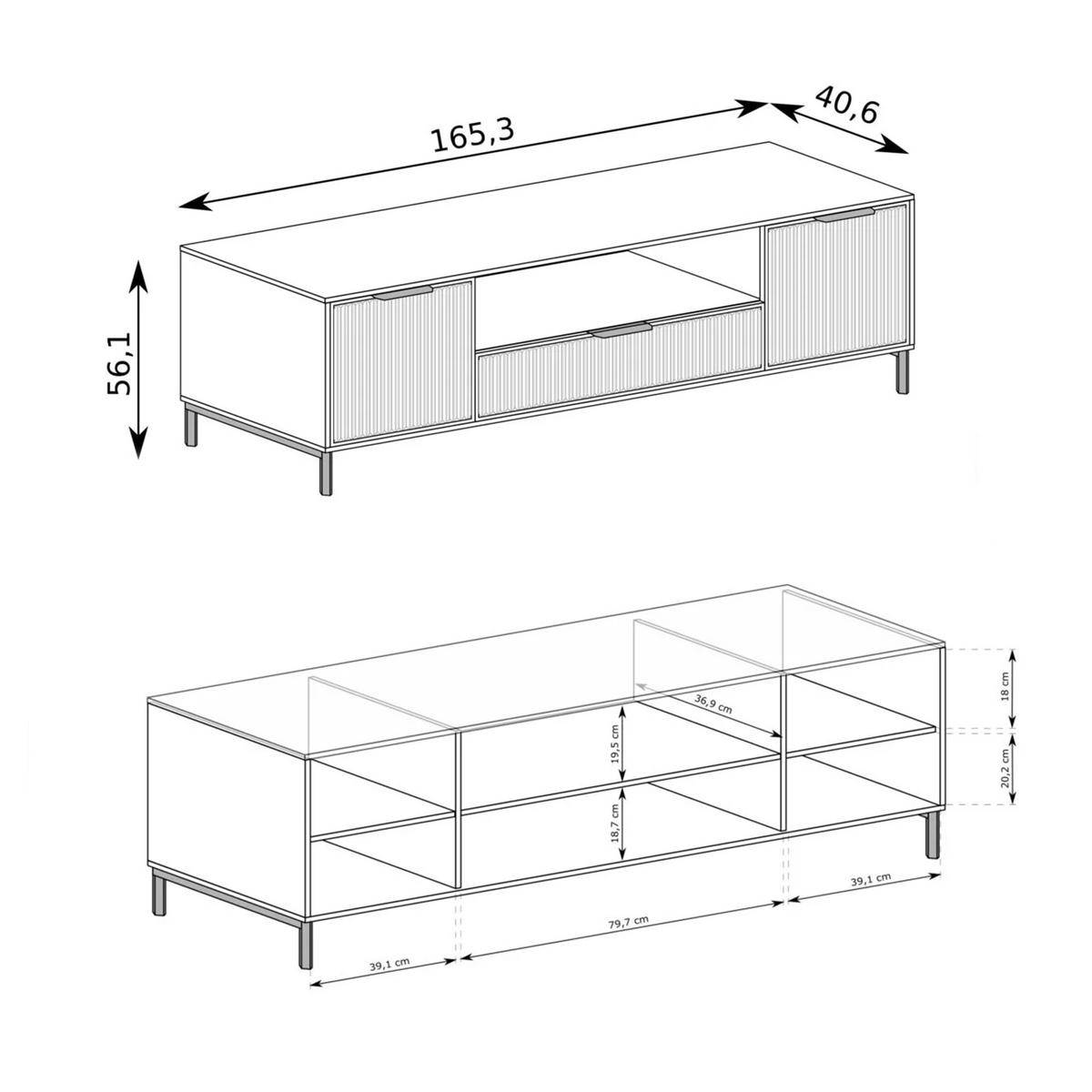 TV-LOWBOARD groß mit 1 Schublade und 2 Türen, Grün - Grün, Holzwerkstoff (165/56/41cm) - Idohome