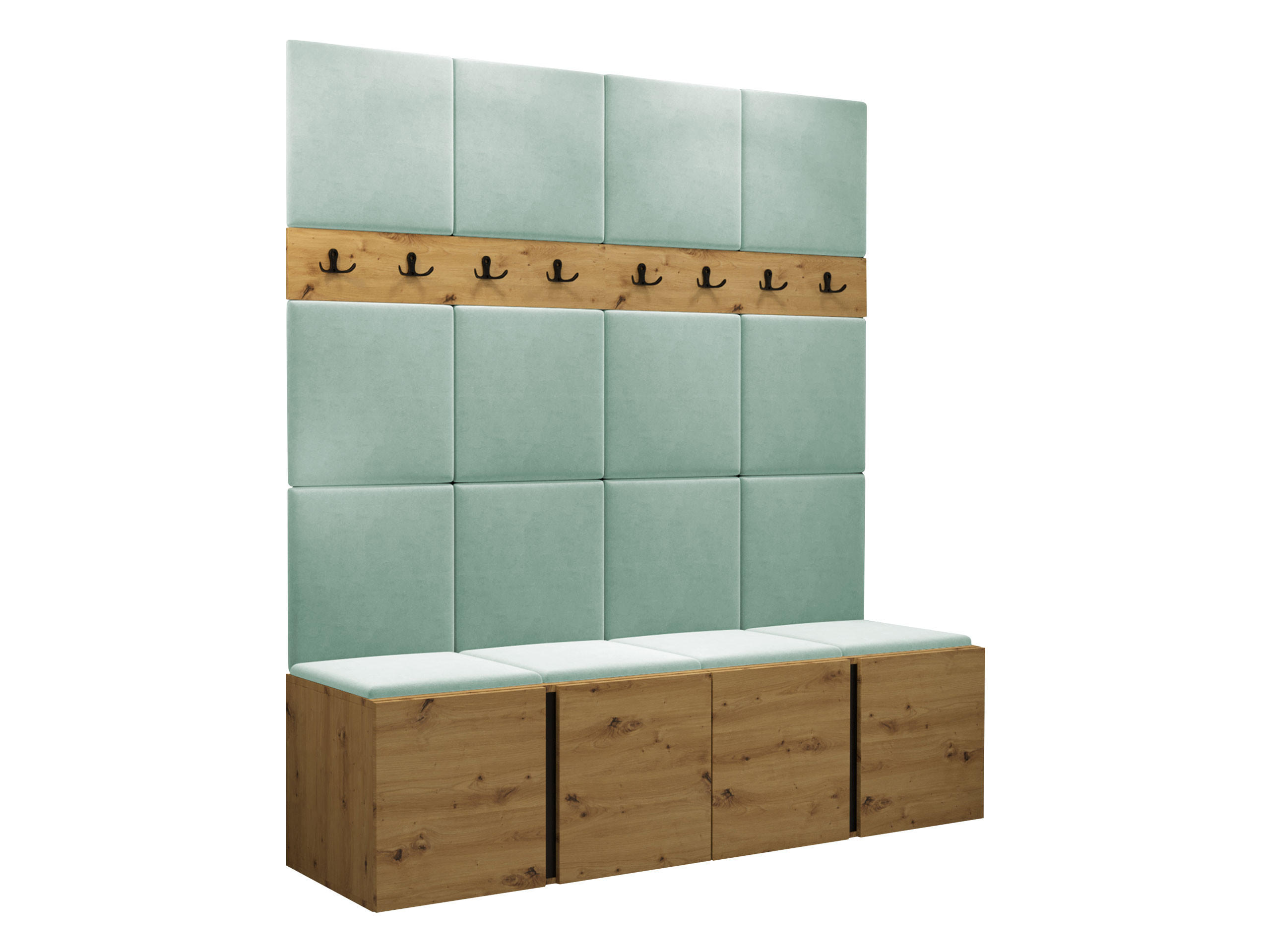 GARDEROBEN-SET Orion V - Eiche Artisan/Mintgrün, Holzwerkstoff/Kunststoff (168/186/46cm) - MIRJAN24