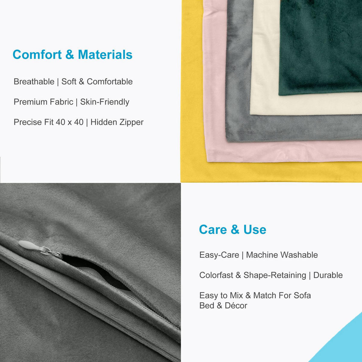 KISSENHÜLLEN-SET (2-tlg.) 40/40 cm (Grau) - Grau, Textil (40/40cm) - Intirilife