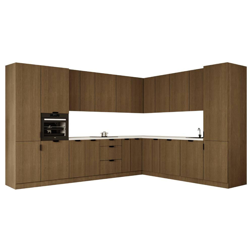 WINKELKÜCHE 345 x 285 cm - Sorento KS12-M345 - in Dunkle Eiche - Eichefarben/Schwarz, Holz/Metall (630/247/58cm)