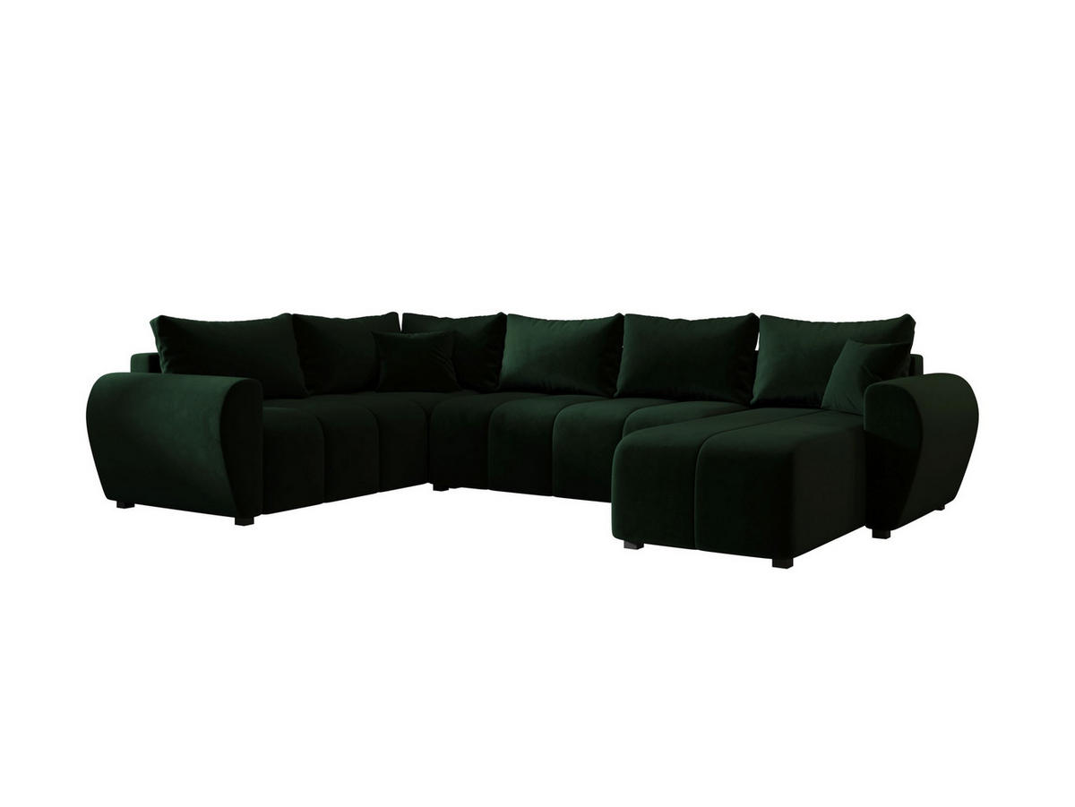 WOHNLANDSCHAFT MOLISA U PLUS Itaka 10 Rechts mit Schlaffunktion - Dunkelgrün, Textil (303/82/208cm) - Bedante