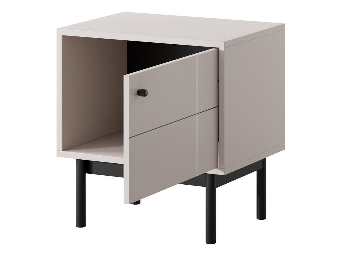 NACHTTISCH: Kaschmir, schwarze Beine, 53,5 cm x 56,6 cm x 39 cm - Kaschmir, Holzwerkstoff (53.5/56.6/39cm) - 3XE LIVING