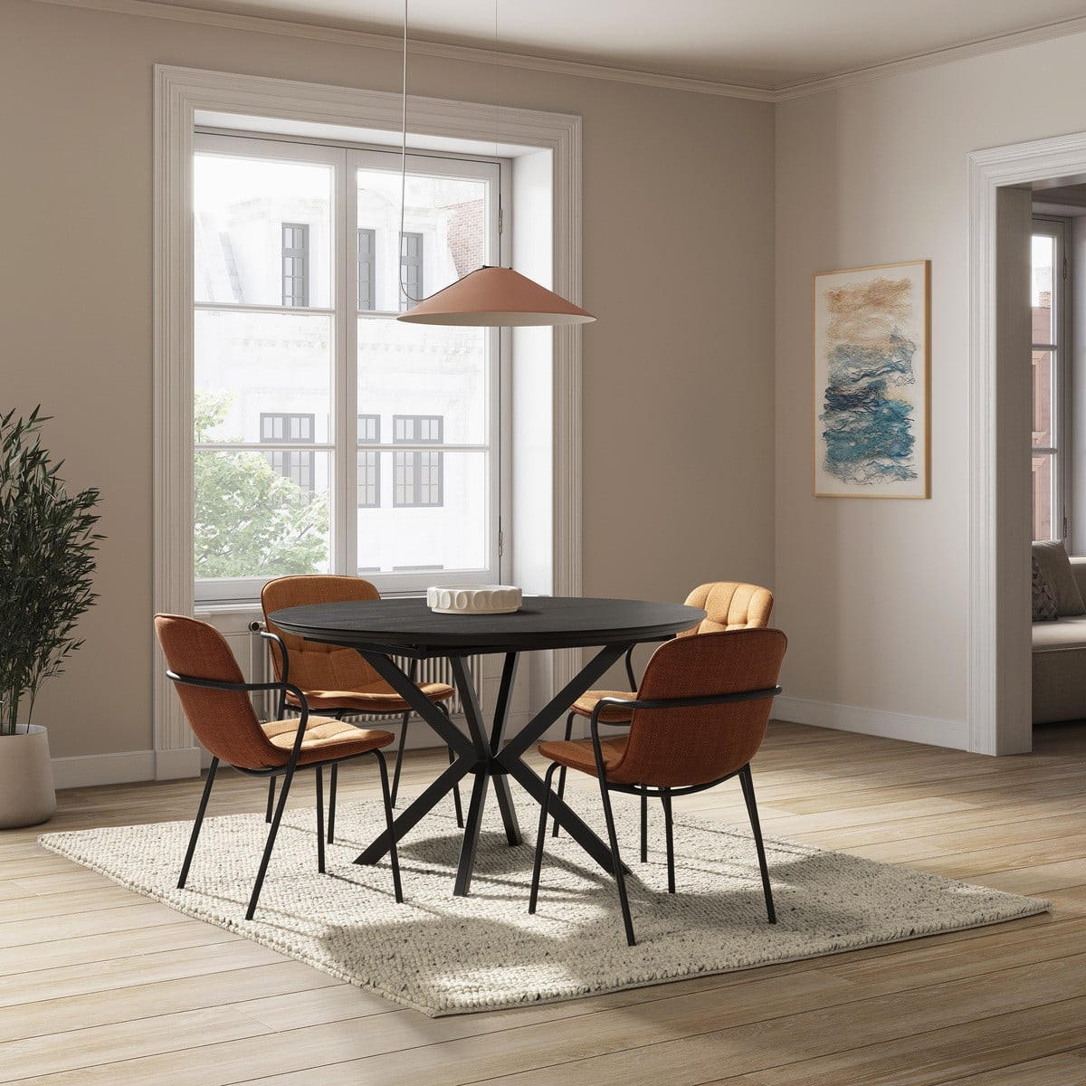 STÜHLE 4er-Set aus Stoff mit Metallbeinen 59/46/51 cm - Terracotta, Textil (59/46/75cm) - Calicosy