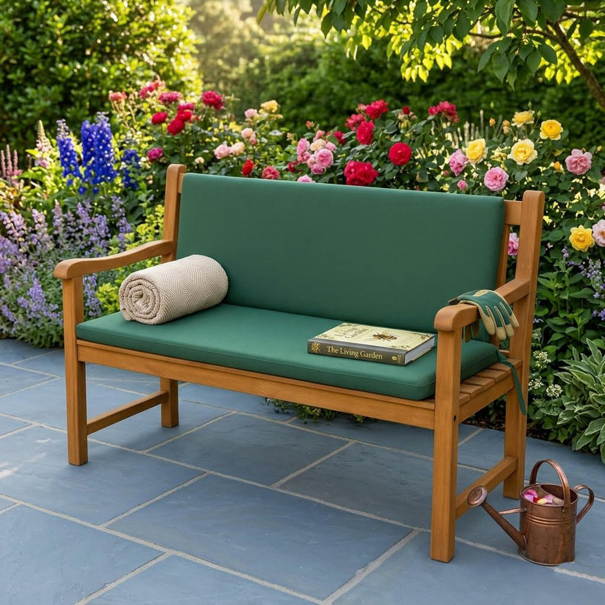 BANKAUFLAGE Oxford - 2-sitzer, dunkelgrün 98x88x7 cm - Grün, Textil (98/7/88cm) - TPFGarden