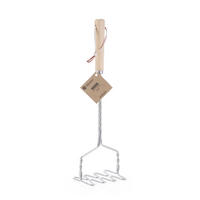 KARTOFFELSTAMPFER Modern Kitchen Naturfarbe Silber 8/10/34 cm Holz - Silberfarben/Naturfarben, Holz/Metall (10/8cm) - Mondex