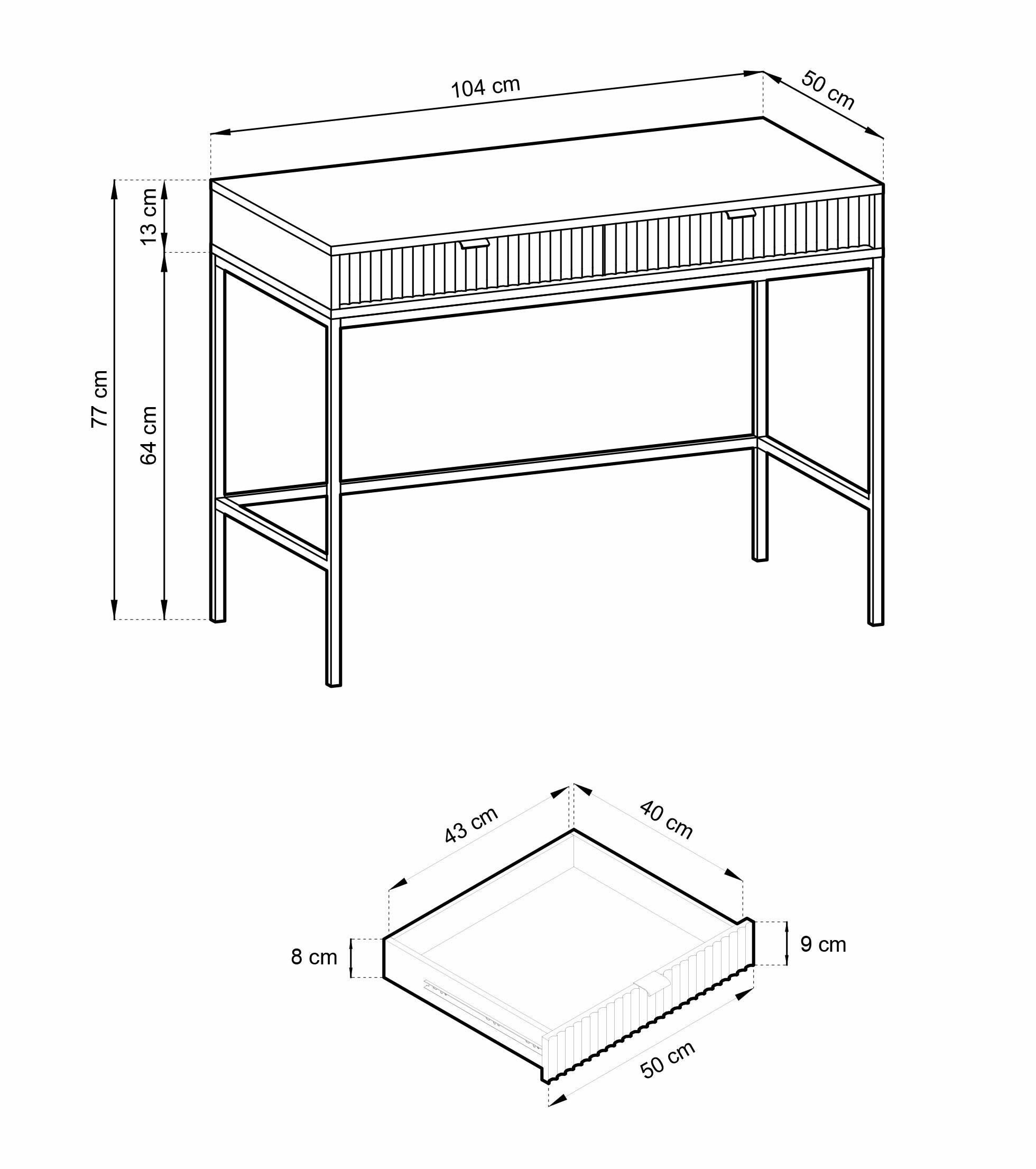 Thumbnail - Selsey Konsolentisch, Schwarz, Metall, 2 Schubladen, 104x77x50 cm, Wohnzimmer, Wohnzimmertische, Konsolentische