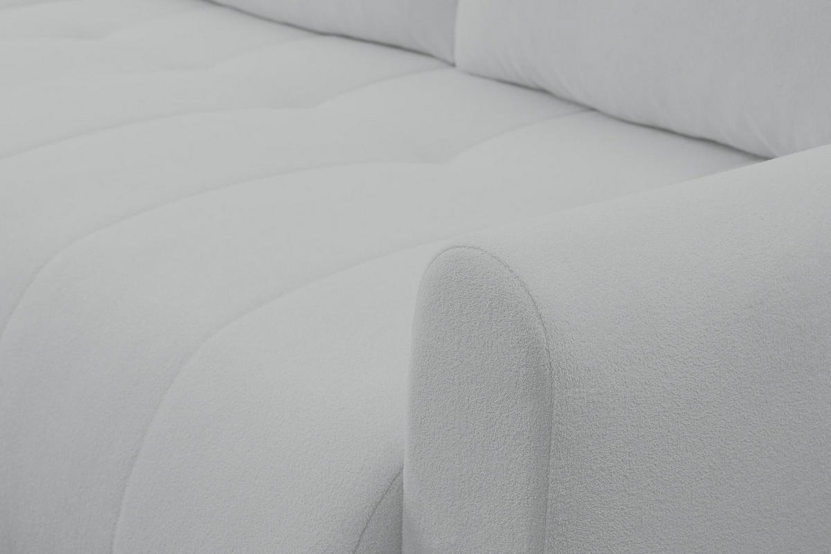 ECKSOFA Sprento Hellgrau, aus Boucle-Stoff, mit Schlaffunktion und Bettzeugfach - Hellgrau, Holzwerkstoff/Textil (230/149cm) - Bettso