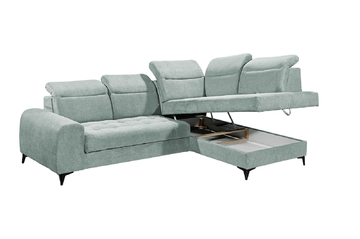 ECKSOFA mit elektrischer Sitztiefenverstellung - Hellblau, Kunststoff/Textil (200/282cm) - ed exciting design