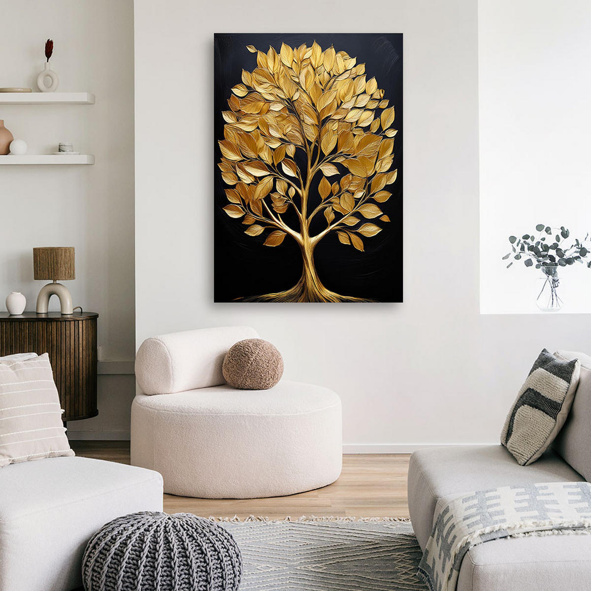 WANDBILD goldener glamour liebesbaum - Goldfarben, Textil (40/60cm) - Feeby