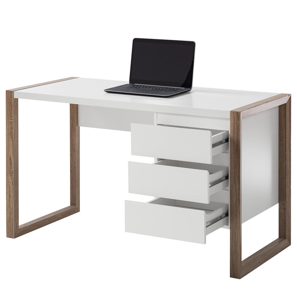 SCHREIBTISCH - Weiß/Eiche Sonoma Dekor - Weiß, Holzwerkstoff (60/130/76cm) - home24