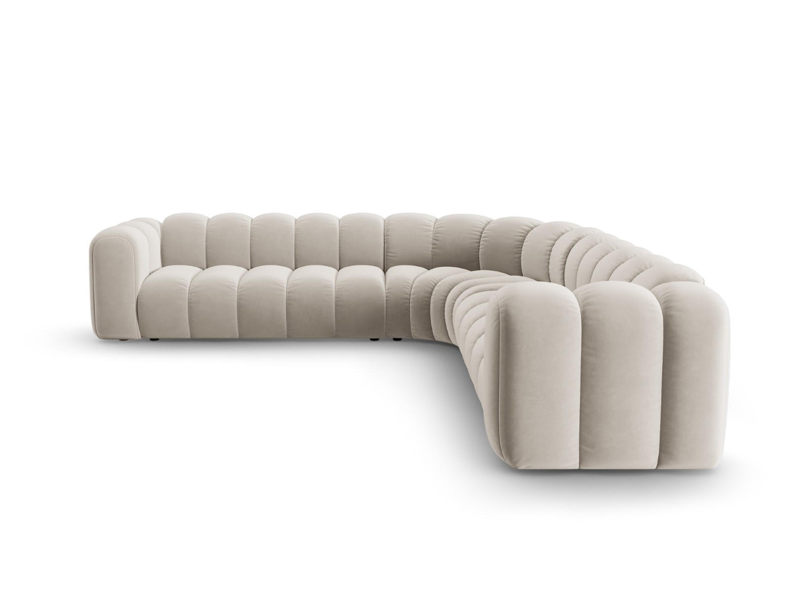 ECKSOFA symmetrisch modular Lupine aus Samt beige 5 Sitzplätze - Beige, Textil (309/309cm) - Micadoni