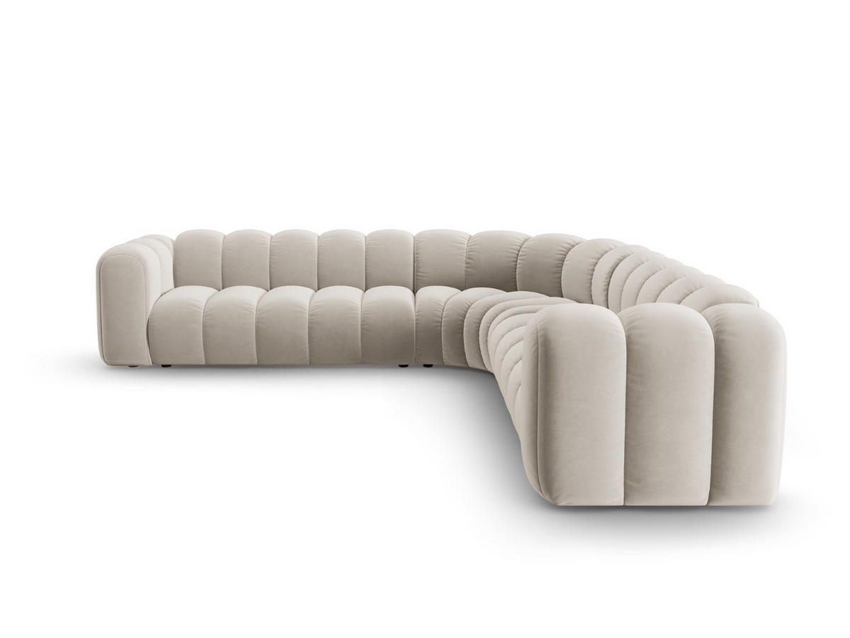 ECKSOFA symmetrisch modular Lupine aus Samt beige 5 Sitzplätze - Beige, Textil (309/309cm) - Micadoni