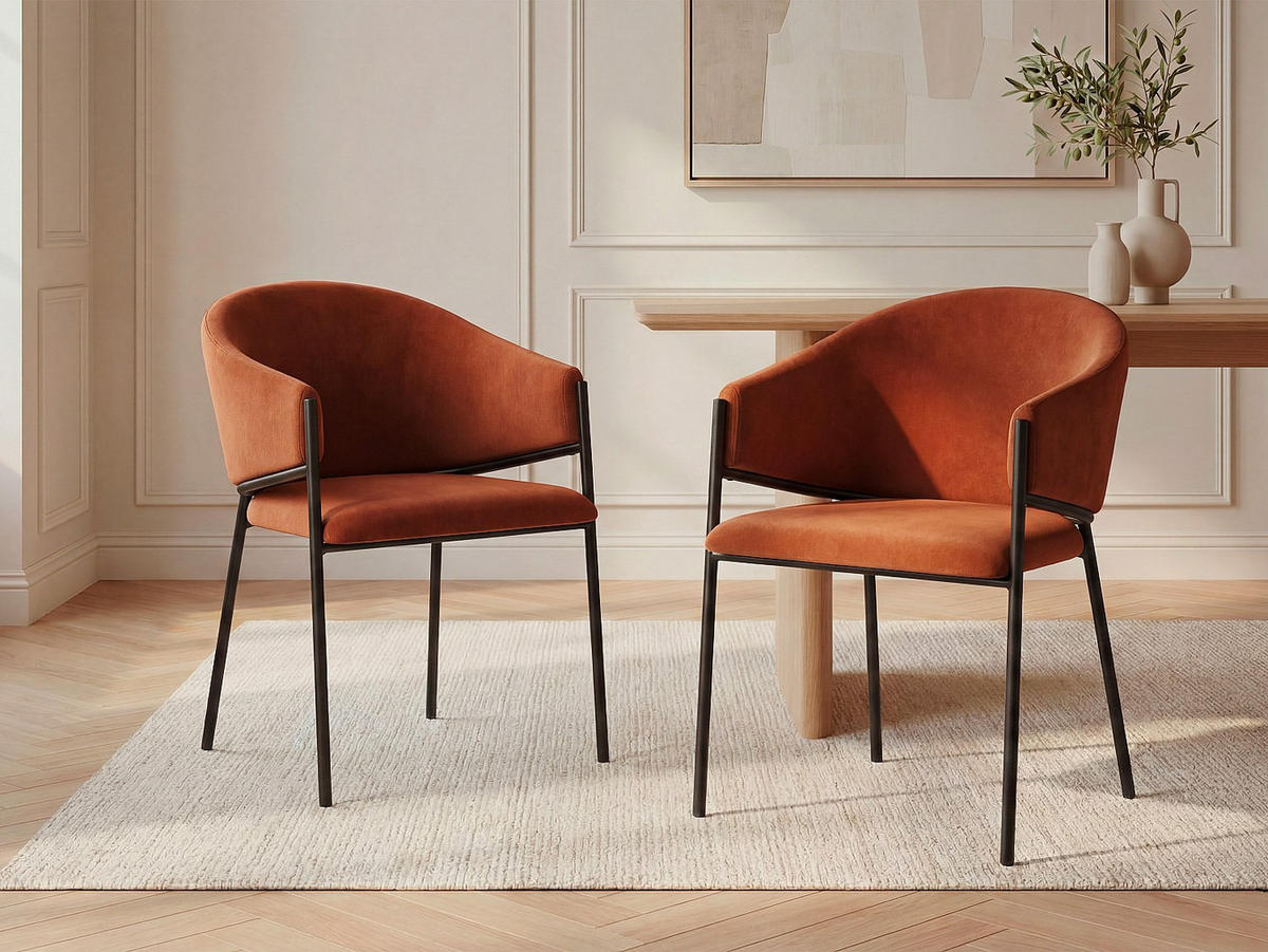 STUHL - 53 cm x 61 cm - Stoff, Samt - Terracotta - ORDIDA - Terracotta, Textil (53/80/61cm) - Vente-Unique
