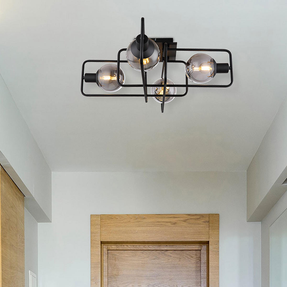 DECKENLEUCHTE Metall Grau Rauchoptik - Grau, Glas (61/61/20cm) - Globo Lighting