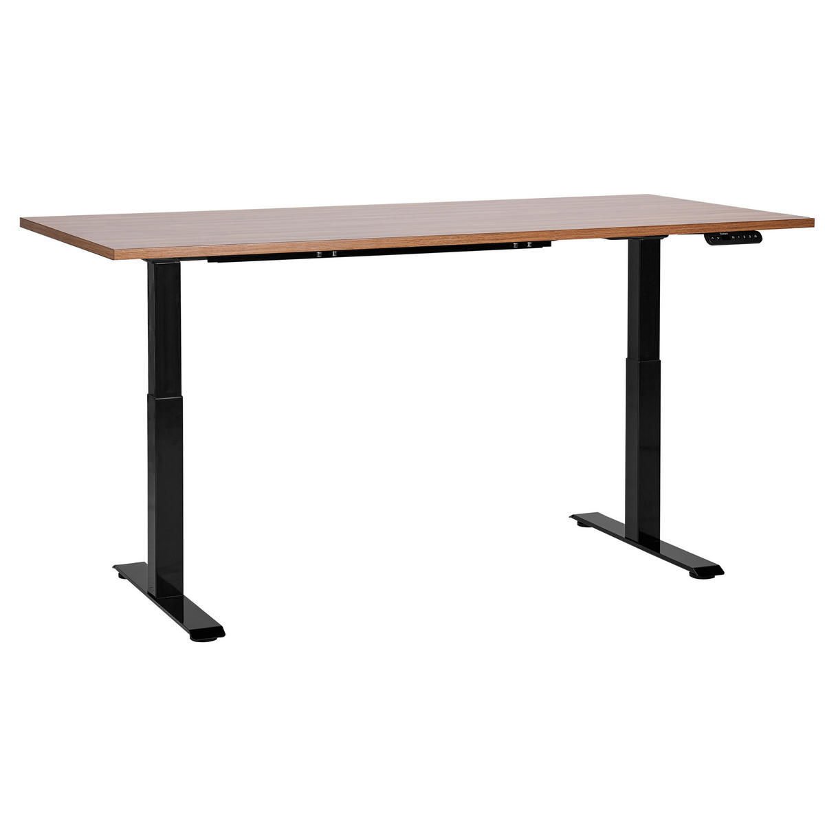SCHREIBTISCH braunschwarz 160/72 cm elektrisch höhenverstellbar Destin III - Dunkelbraun/Schwarz, Holz (72/160/63cm) - Beliani
