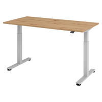 SCHREIBTISCH elektrisch XMST 80/160/74 cm in Wildeiche/Silberfarben - Wildeiche/Silberfarben, Holzwerkstoff (80/160/74cm) - bümö