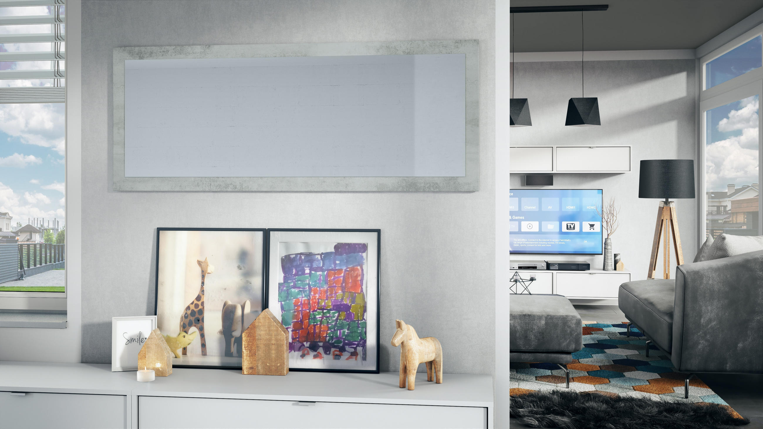 SPIEGEL Lima Beton Oxid Optik - Hellgrau, Holzwerkstoff (139/55/2cm) - Vladon