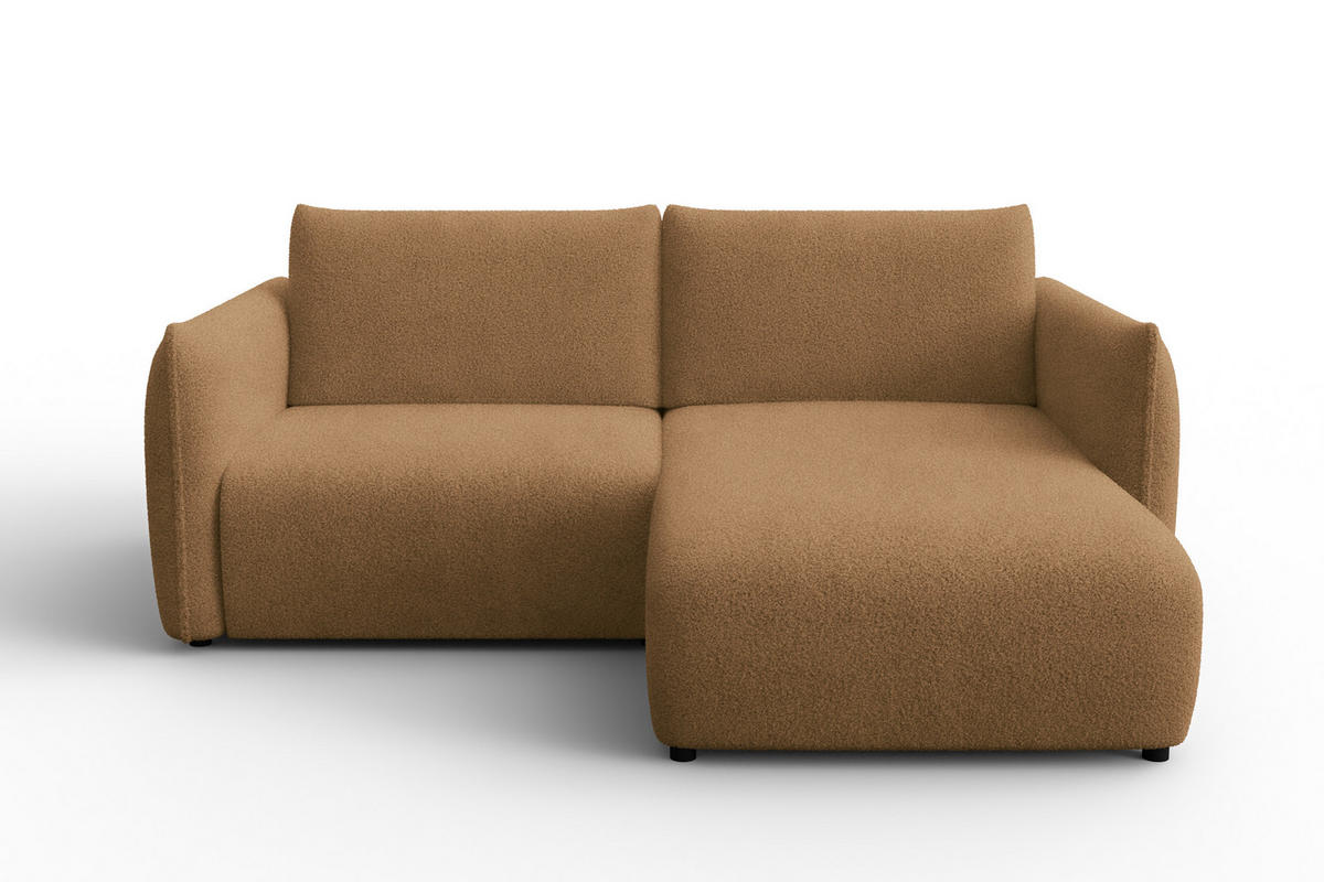 ECKSOFA TAUER 3-Sitzer RECHTS, Bouclé-Stoff braun - Schwarz/Braun, Holz/Textil (206/173cm) - Courtois Laville