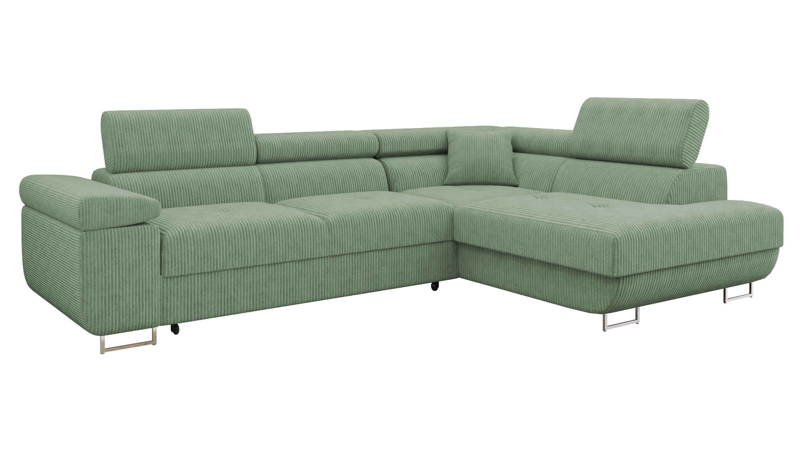 ECKSOFA Torezio Cord, Seite: Rechts - Grün, Holz/Textil (274/203cm) - MIRJAN24