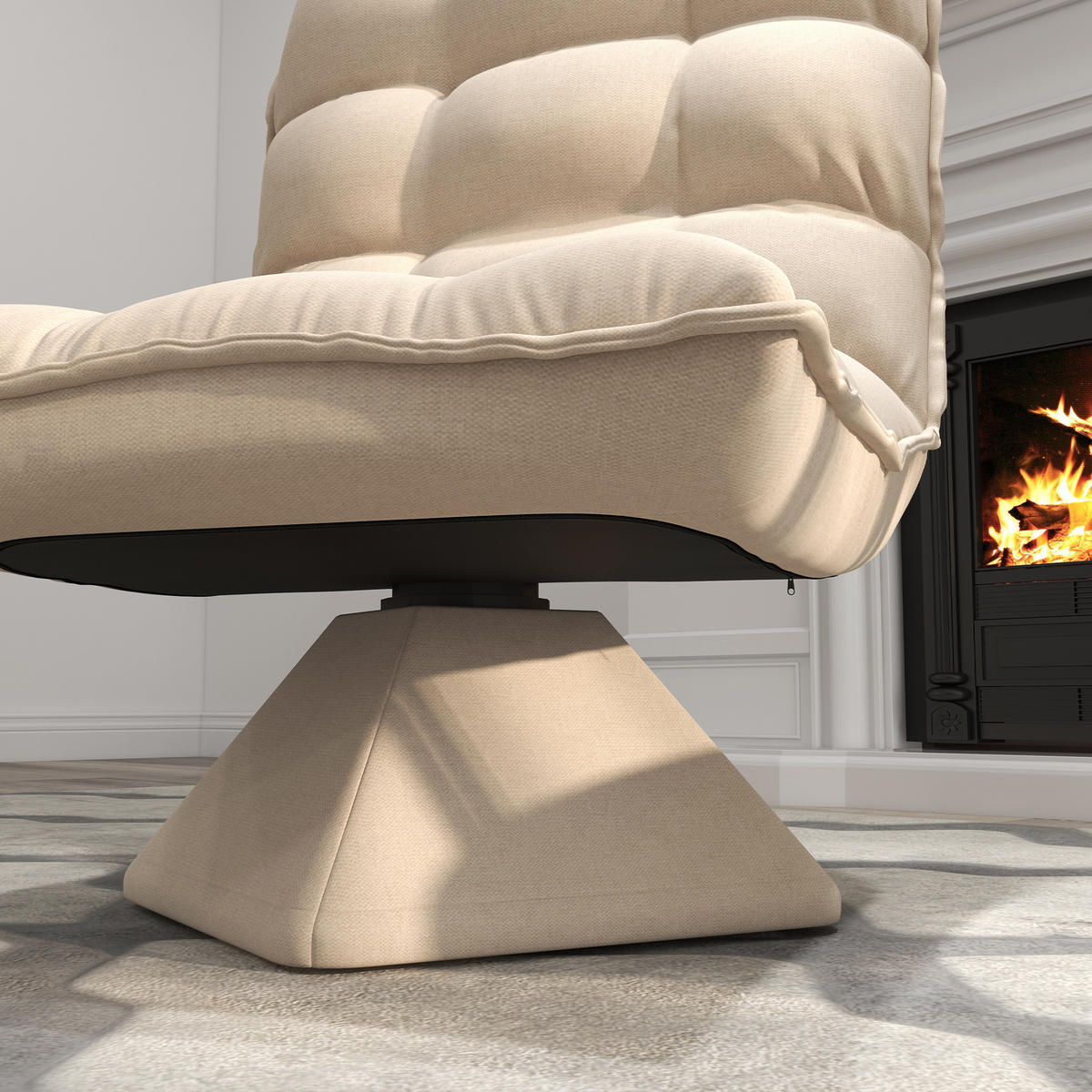 RELAXSESSEL Stahl, Leinenimitat, Beige - Beige, Metall (70/95/62cm) - HOMCOM