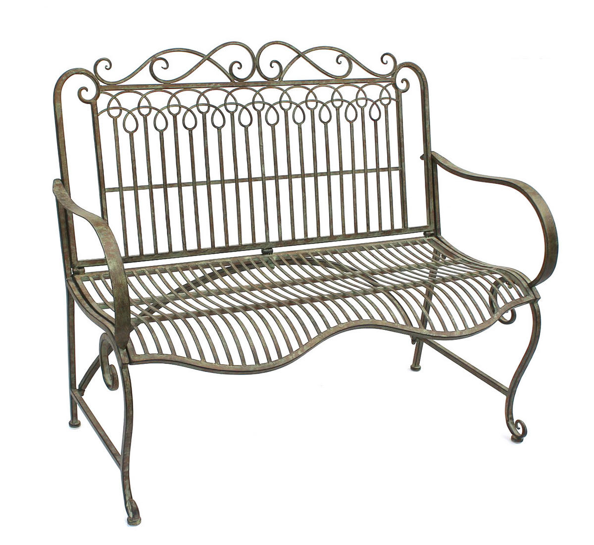 GARTENBANK 2 Sitzer Metall Patina Grün 110 cm 150014 - Grün, Metall (50/98/110cm) - DanDiBo