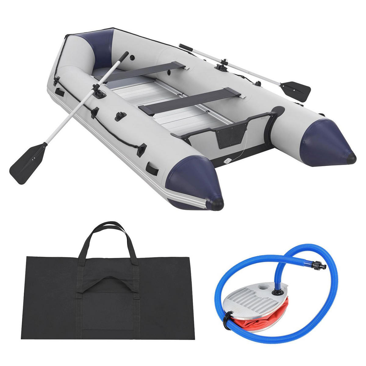 SCHLAUCHBOOT Paddelboot 3,80 m inkl. Tasche & Reparaturset - Grau, Kunststoff (380/170/77cm) - Artsport