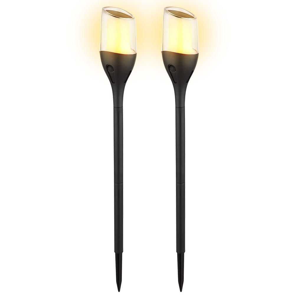 LED AUSSENLEUCHTE Solar Fackel Schwarz 2er Set - Schwarz, Kunststoff (7.5/7.5/64.5cm) - Globo Lighting