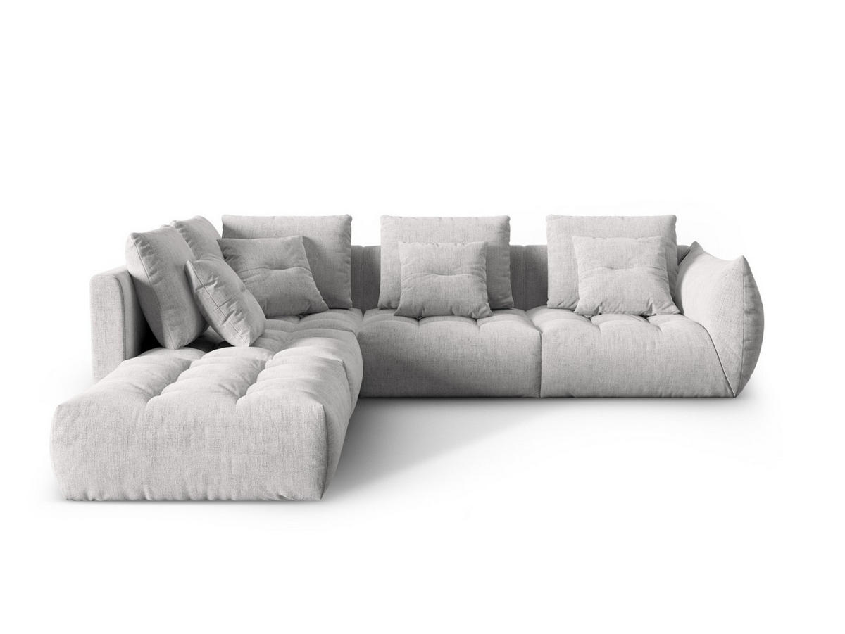 MODULARES-ECKSOFA links Bloom aus strukturiertem Stoff silber 4 Sitzplätze - Silberfarben, Textil (310/316cm) - Micadoni