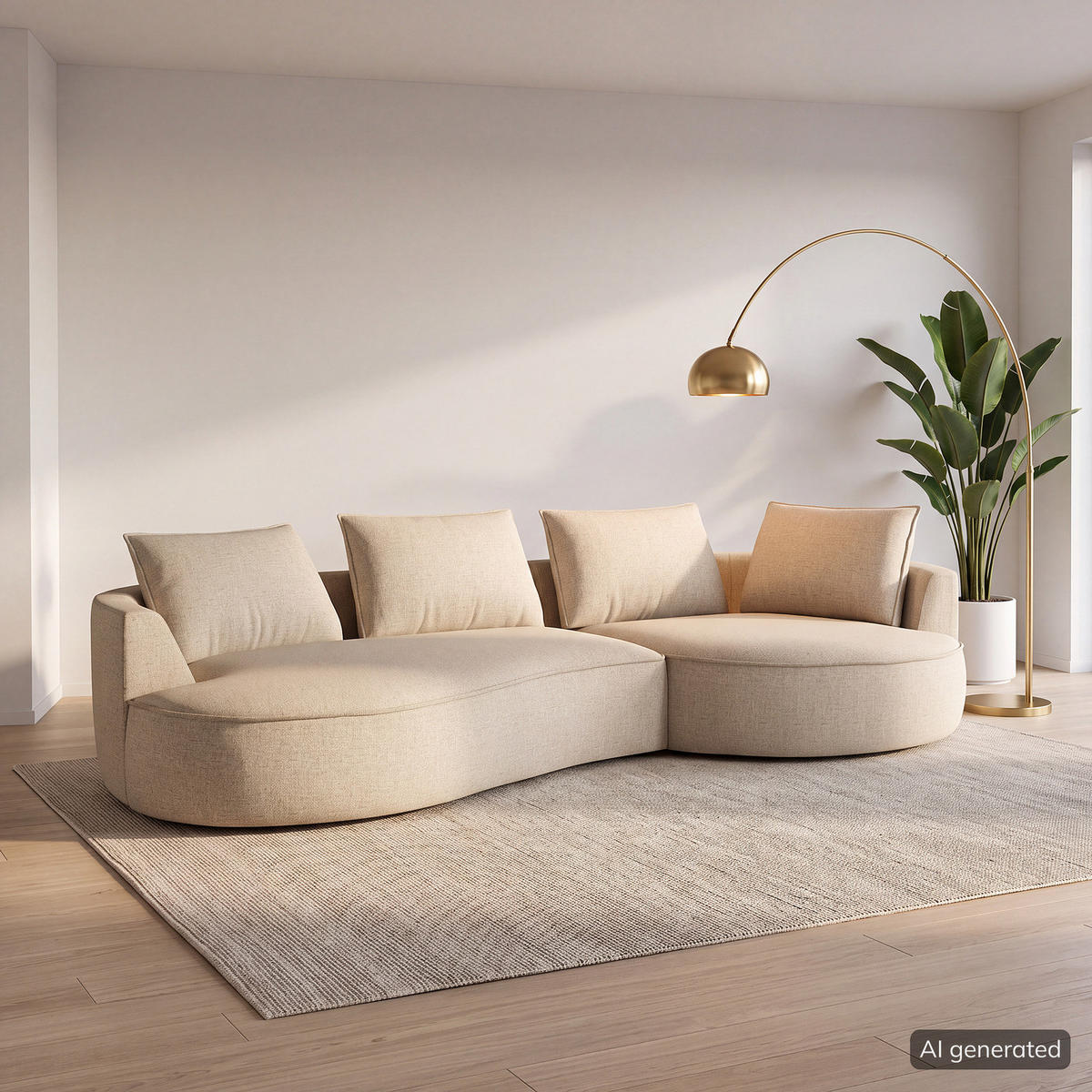 BIGSOFA - Taupe/Schwarz, Kunststoff/Textil (322/82/154cm) - home24