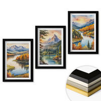 WANDBILDER 3er-Set - 20x30 cm Schwarzer Rahmen - Berglandschaften mit einem Fluss - Schwarz, Kunststoff (20/30cm) - ArtPrintCave