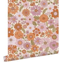 TAPETE Retro Blumen 53 cm x 10.05 m - Lila, Papier (53/1000cm) - ESTAhome